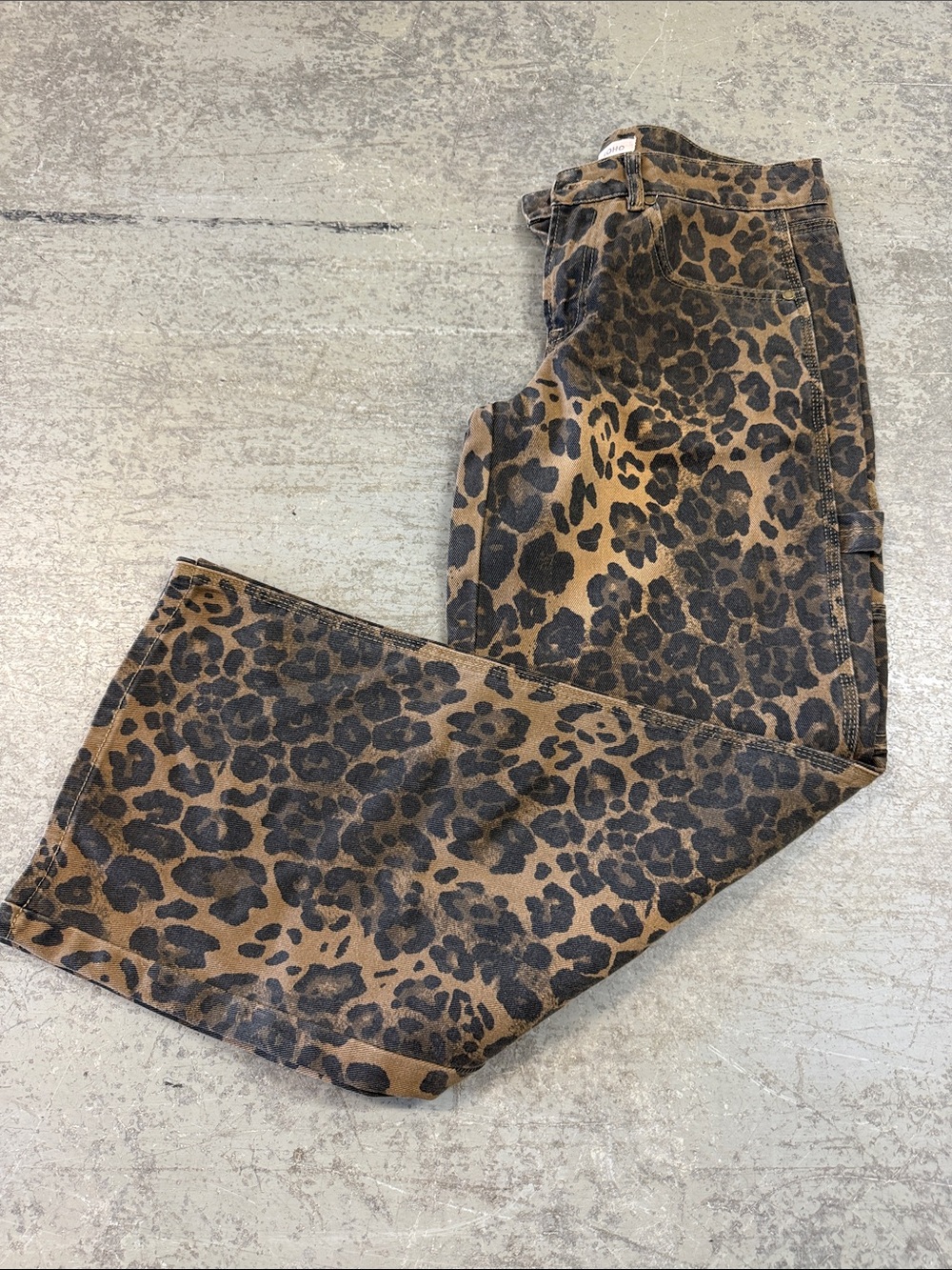 Love Soho Leopard Print Carpenter Jeans Y2K Retro 80s